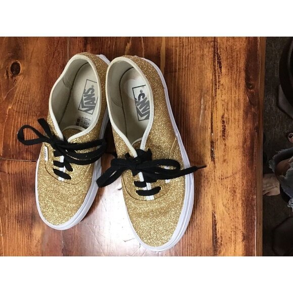 Womans Sparkling Gold Vans Size 8 🤩 - Picture 1 of 5